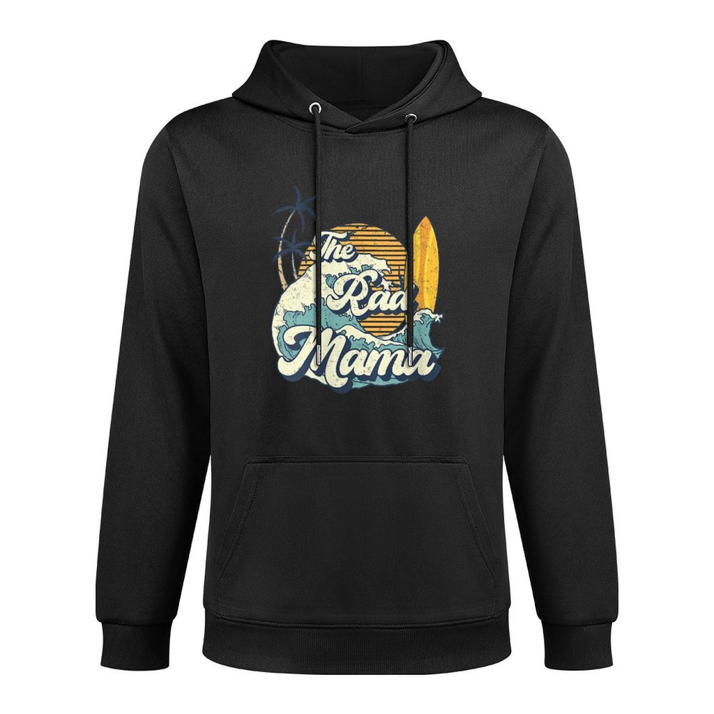 Womens The Rad Mama Big One Surf Birthday Decorations For Mom Mommy Medium-Weight Fabric Hoodie