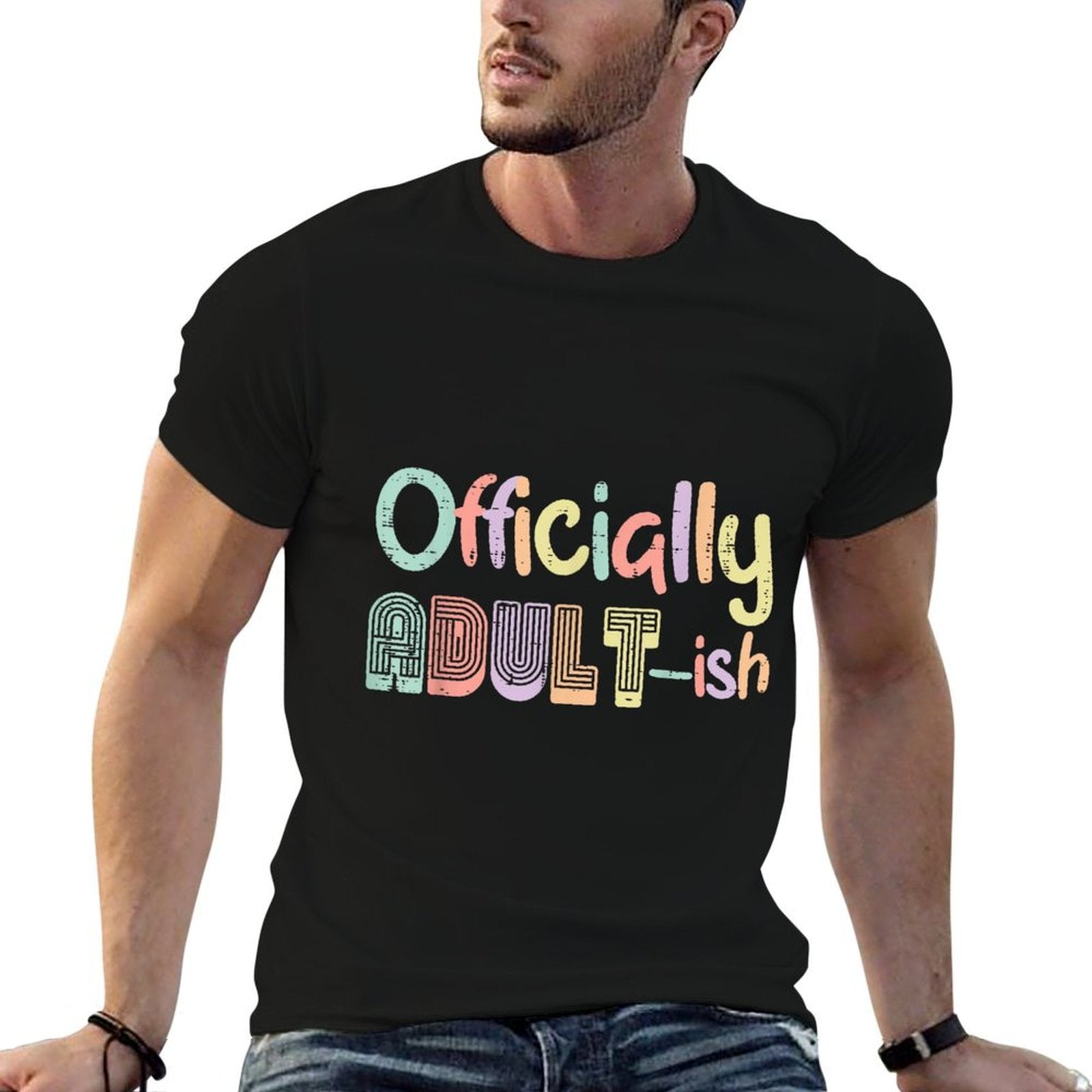 18th Birthday Officially Adultish 18 Years Old Women Men  Rolled Sleeves T-Shirt