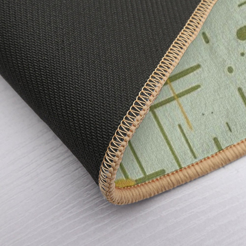 Mid-Century Modern Kinetikos Pattern Celadon Olive Green Mustard Gold  Versatile Bath Mat