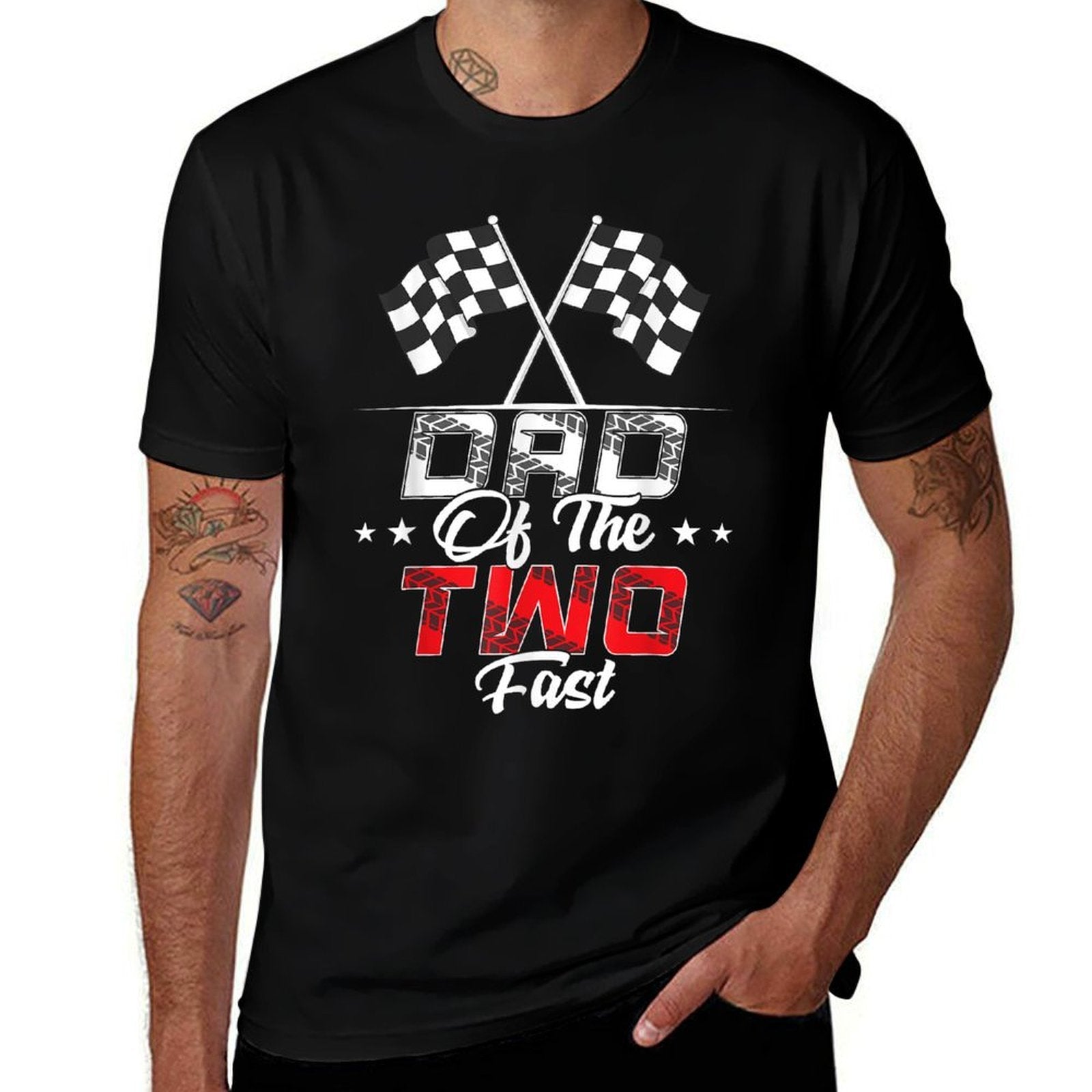 Dad Of The Two Fast Second Birthday Racing Car Family  Eco-friendly Material T-Shirt