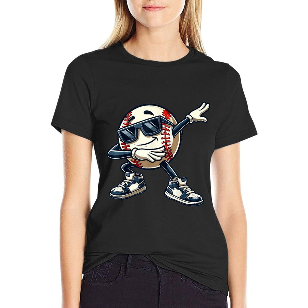 Dabbing Baseball Ball Kids Boys Men Funny Baseball  Summer-ready Fabric T-Shirt