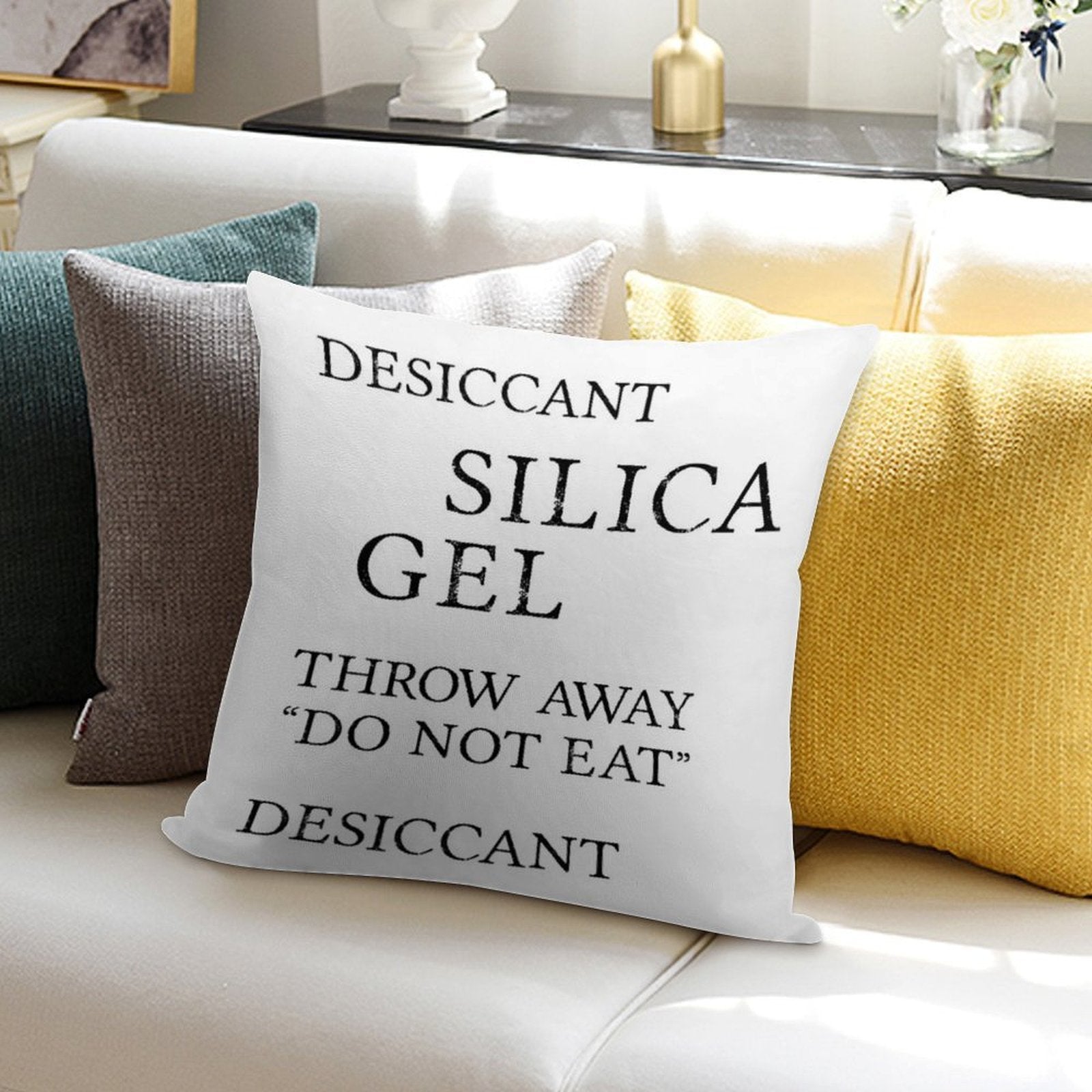 Silica Gel Desiccant Do No Eat (correct) Soft High-Density Material Throw Pillow