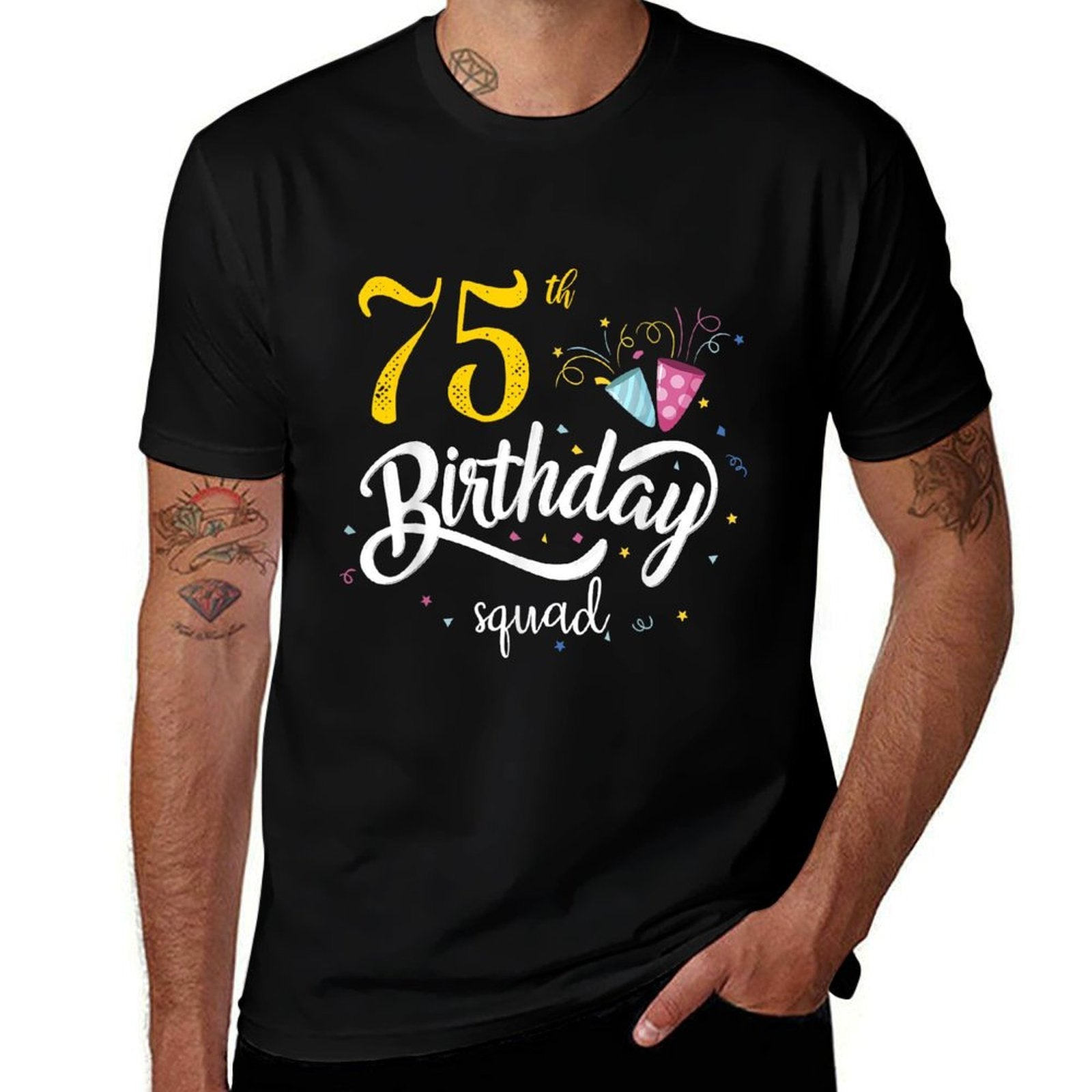75th Birthday Squad 75 Party Crew Group Friends BDay Gifts  Relaxed-fit T-Shirt