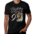 9th Birthday Girl Horse Lover 9 Years Old Bday  Cotton T-Shirt