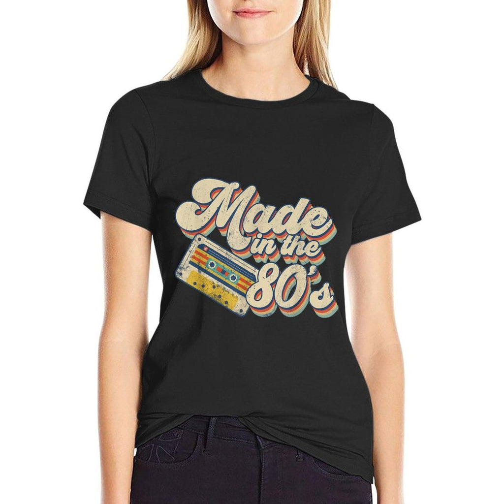 Made In The 80s Birthday Decorations Retro Sunset Cassette  Slim-fit Cut T-Shirt