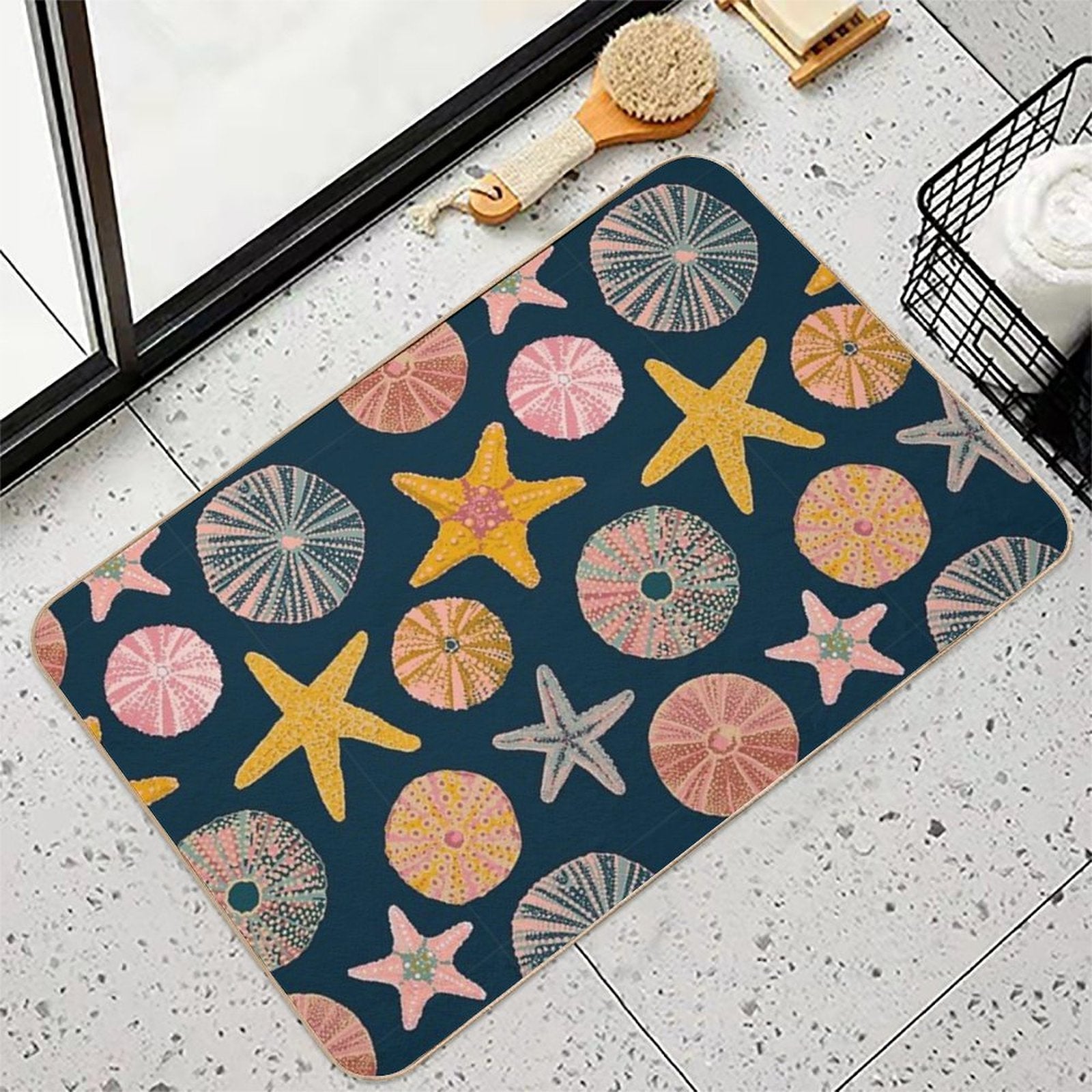 Urchins Beach Print  Odorless Bath Mat