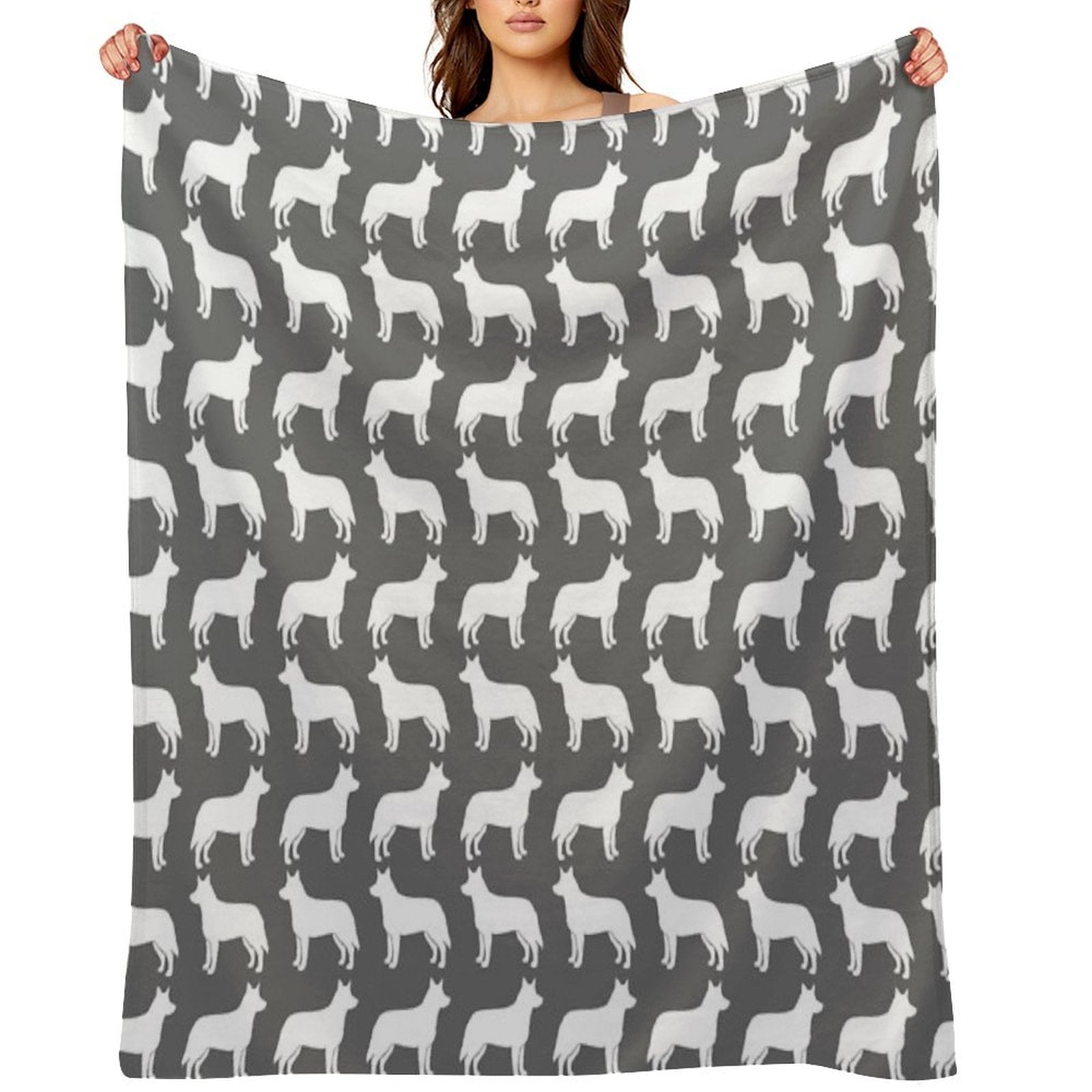 Australian Cattle Dog Silhouette(s) Gift-ready Throw Blanket