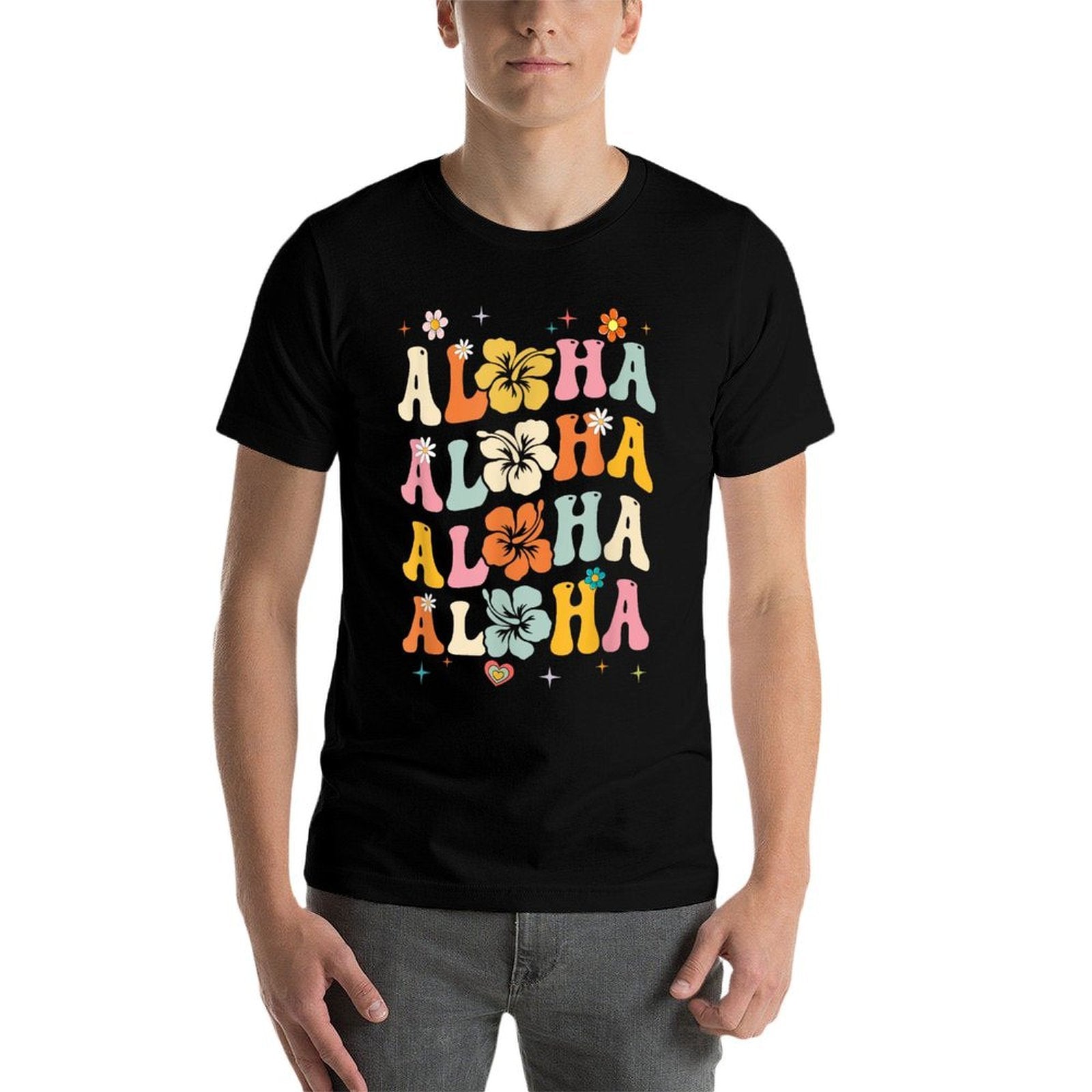 Aloha Women Hawaii Family Vacation Trip Girls Summer Groovy  Tagless Design T-Shirt