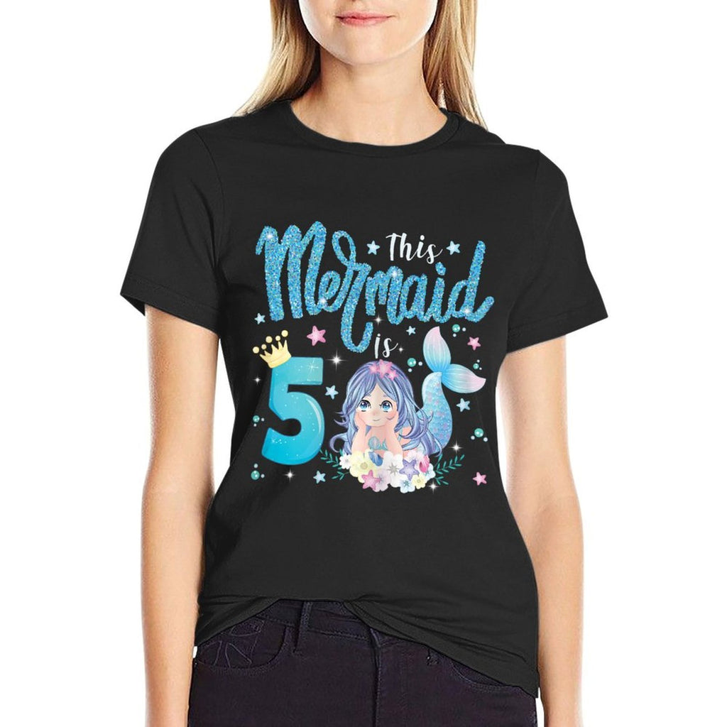 This Mermaid Is 5th Birthday Mermaid 5 Yrs Old Mermaid Bday  Relaxed-fit T-Shirt