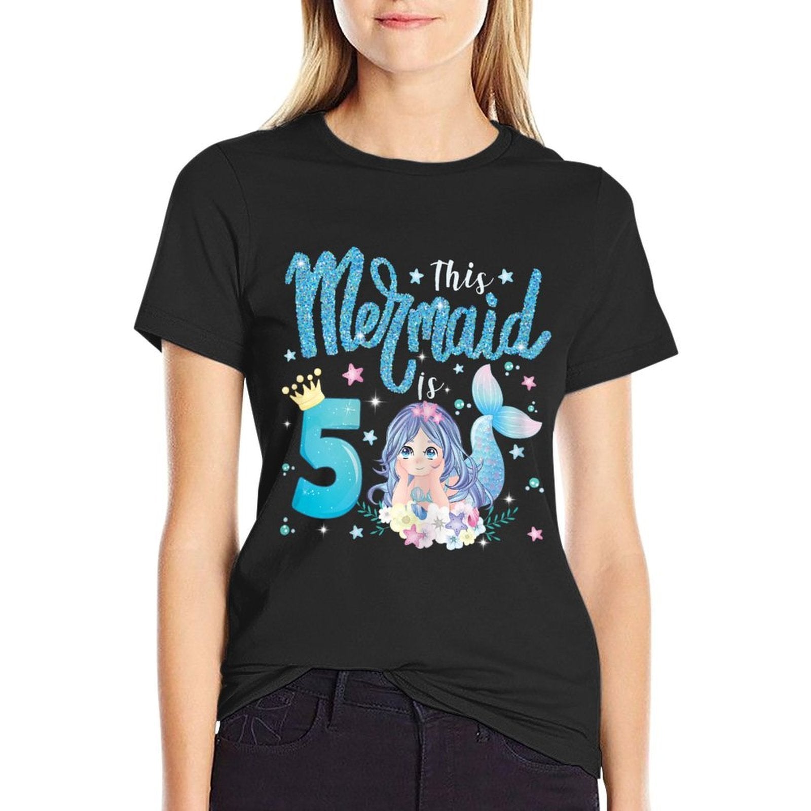 This Mermaid Is 5th Birthday Mermaid 5 Yrs Old Mermaid Bday  Relaxed-fit T-Shirt