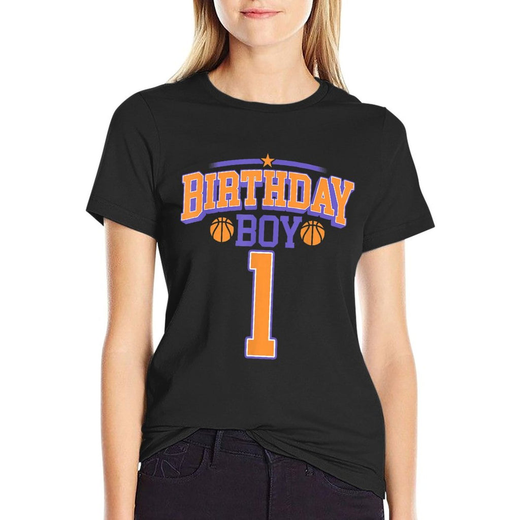 1st Birthday Boy Basketball Lover 1 Year Old Bday  Oversized Silhouette T-Shirt