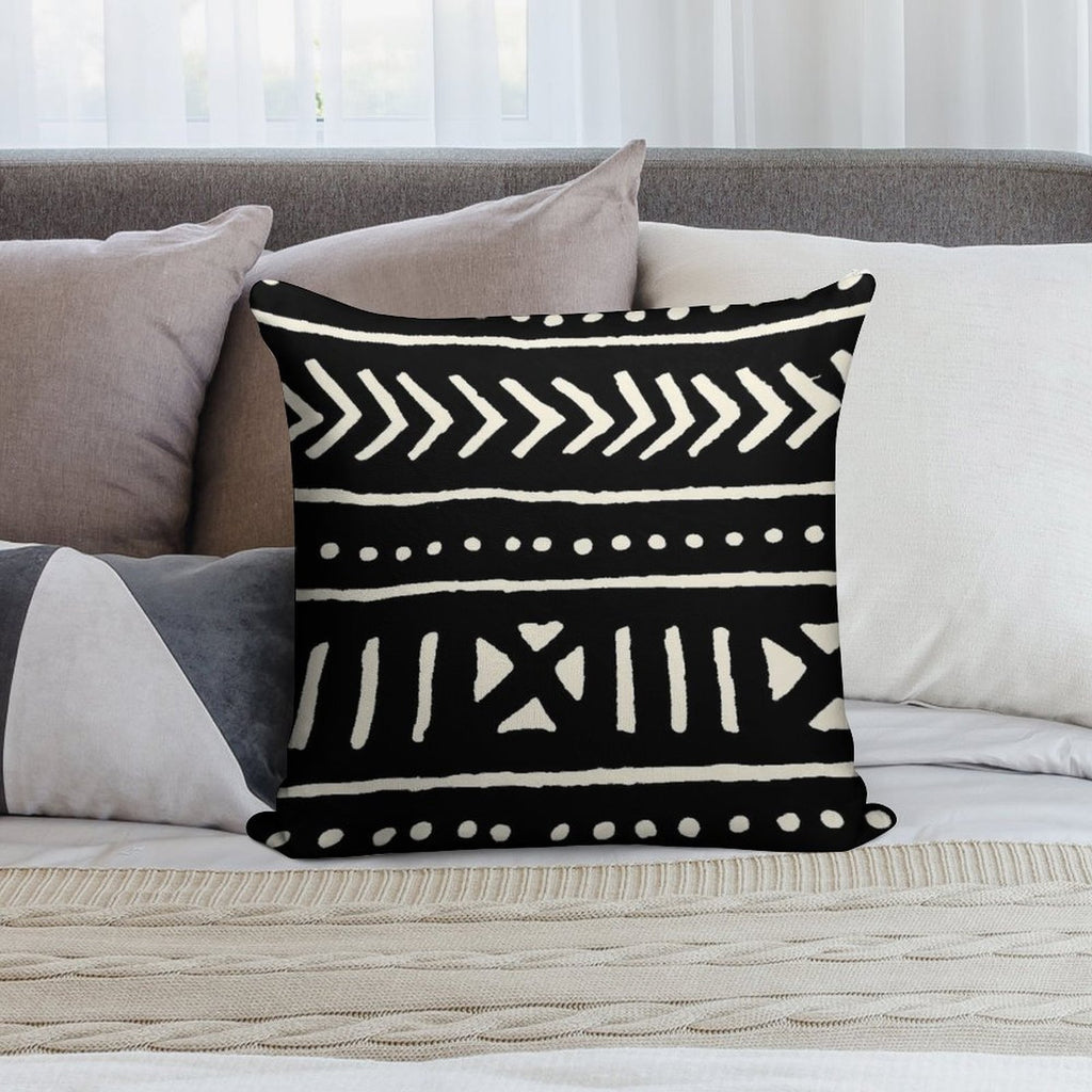 African Mud Cloth Black And White Soft Ultra-Soft Texture Throw Pillow