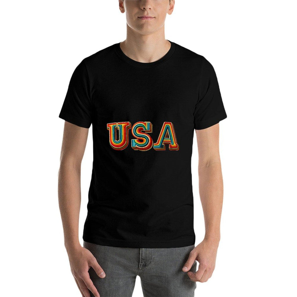 Retro 70s Love Vibes Rainbow USA Patriotic Pride Month  Relaxed-fit T-Shirt