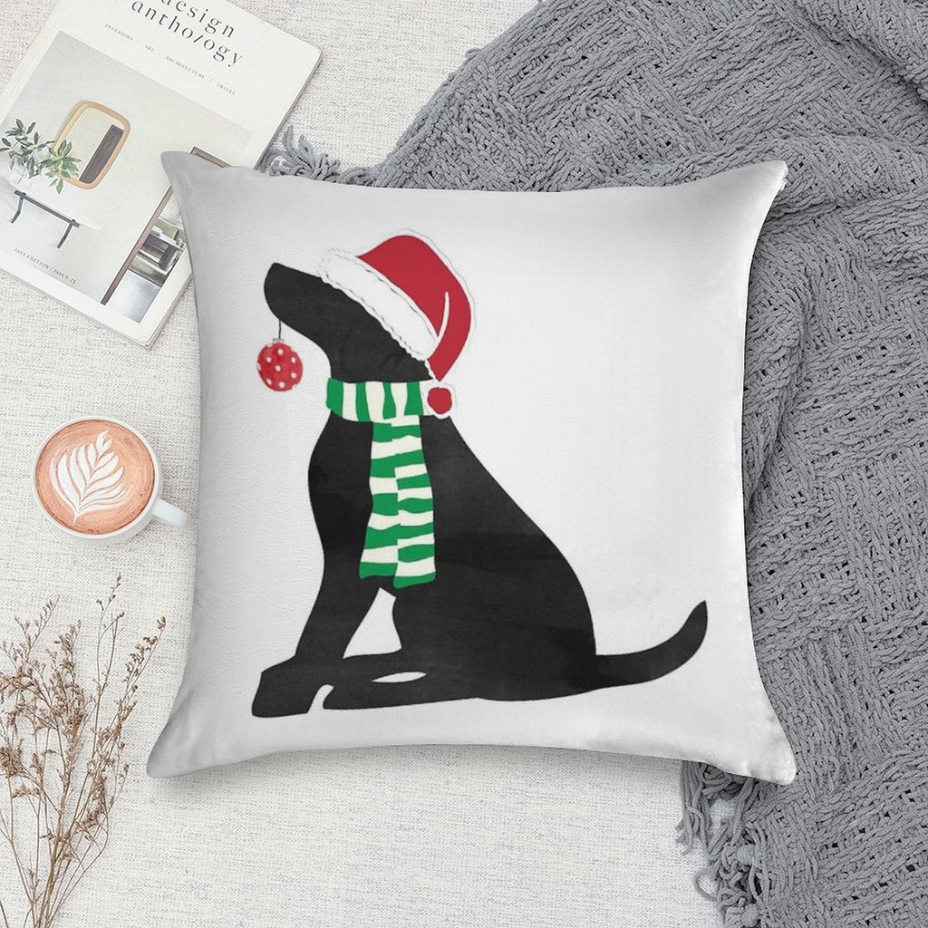 Christmas Black Lab Holiday Dog Soft Ultra-Soft Texture Throw Pillow