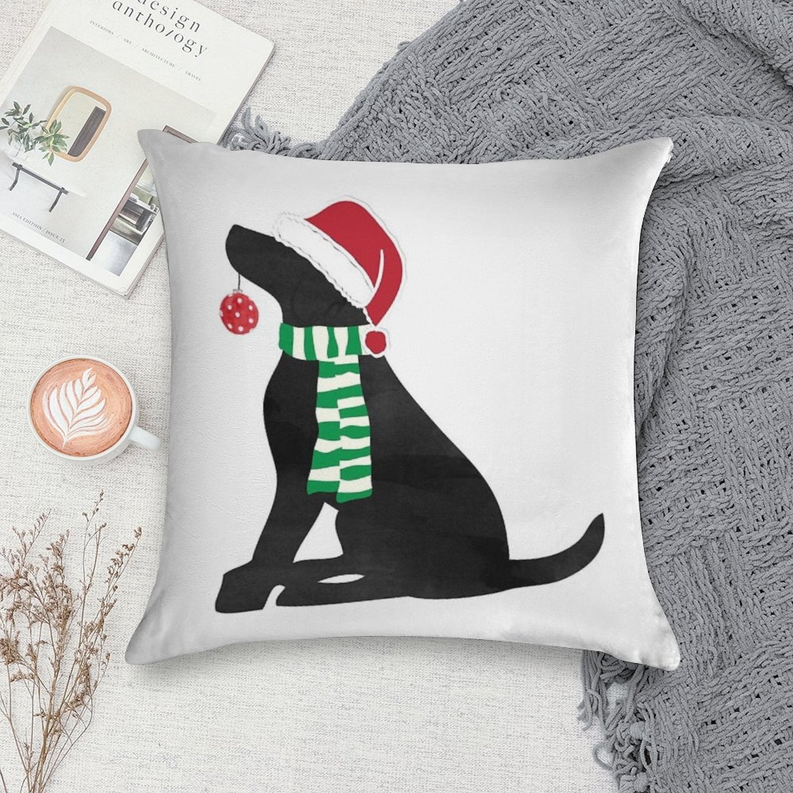 Christmas Black Lab Holiday Dog Soft Ultra-Soft Texture Throw Pillow
