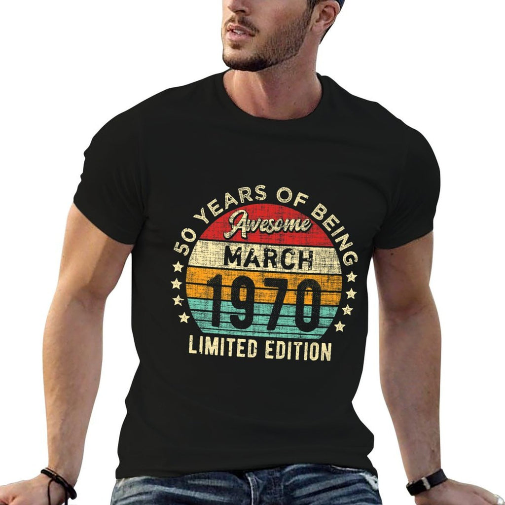 Vintage March 1970 50 Years Old Awesome 50th Birthday Premium  Versatile T-Shirt