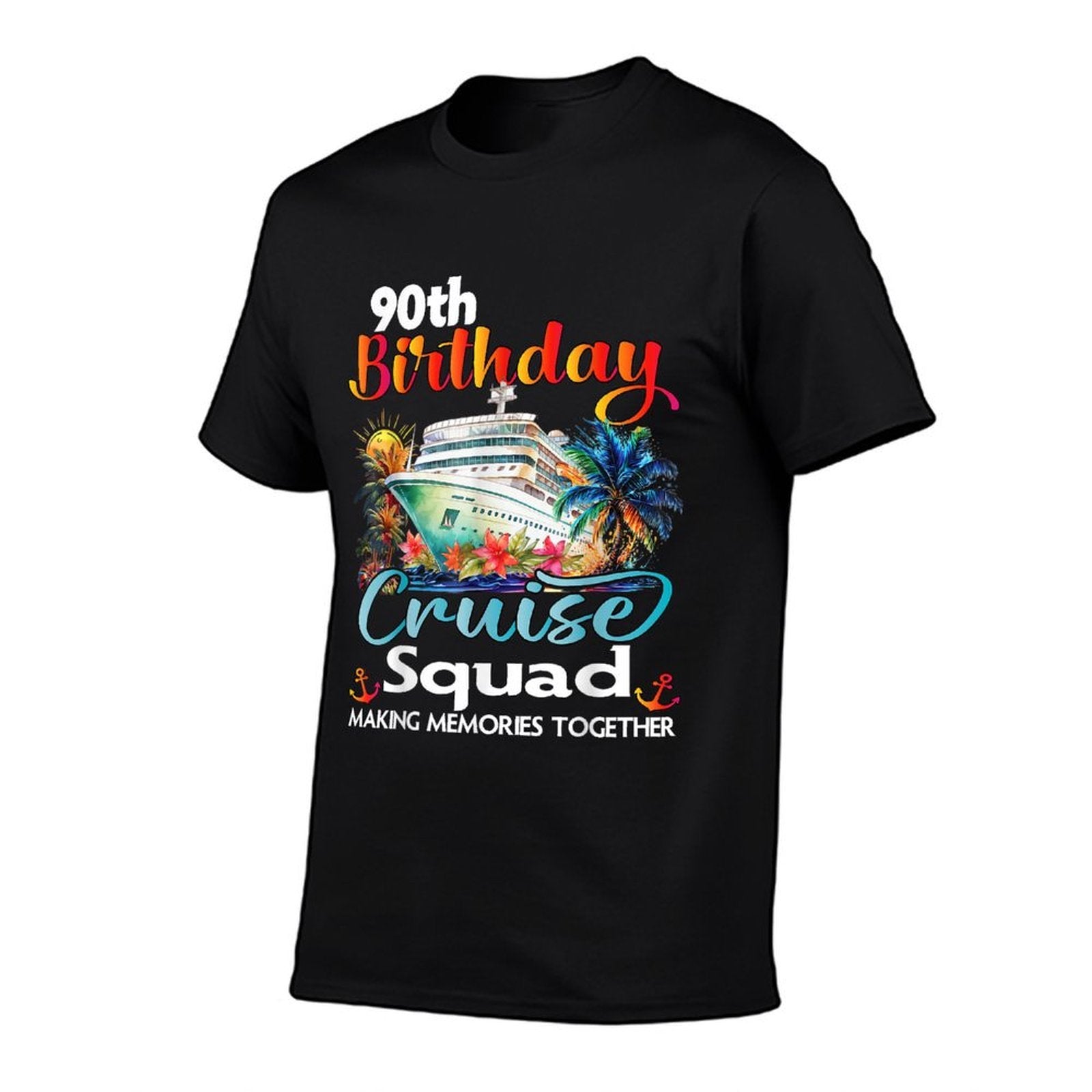 90th Birthday Cruise Squad Friends Family Vacation Matching  Oversized Silhouette T-Shirt