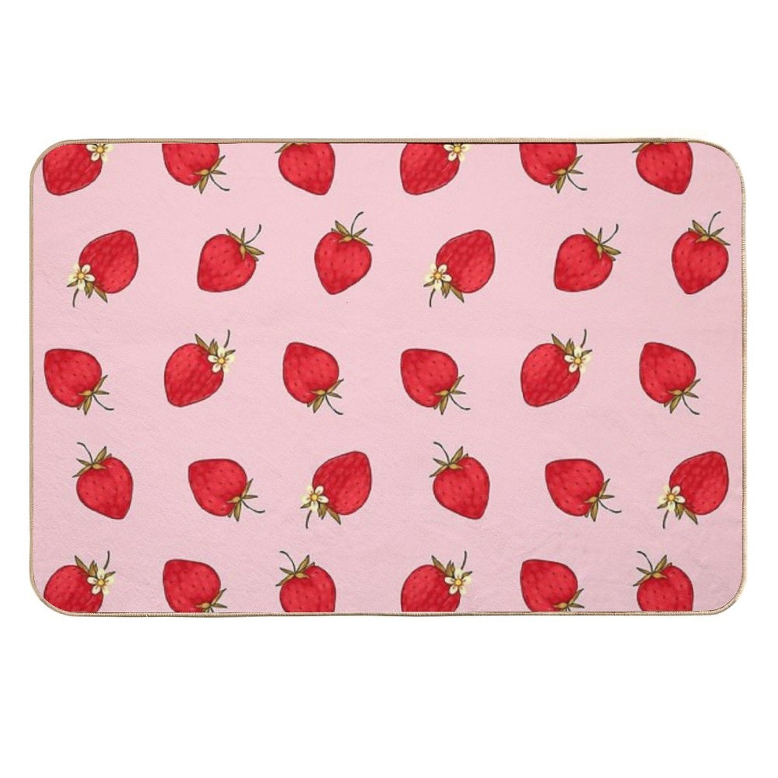 Cute Strawberries Pattern Red Pink Pastel Aesthetic  Long-Lasting Bath Mat