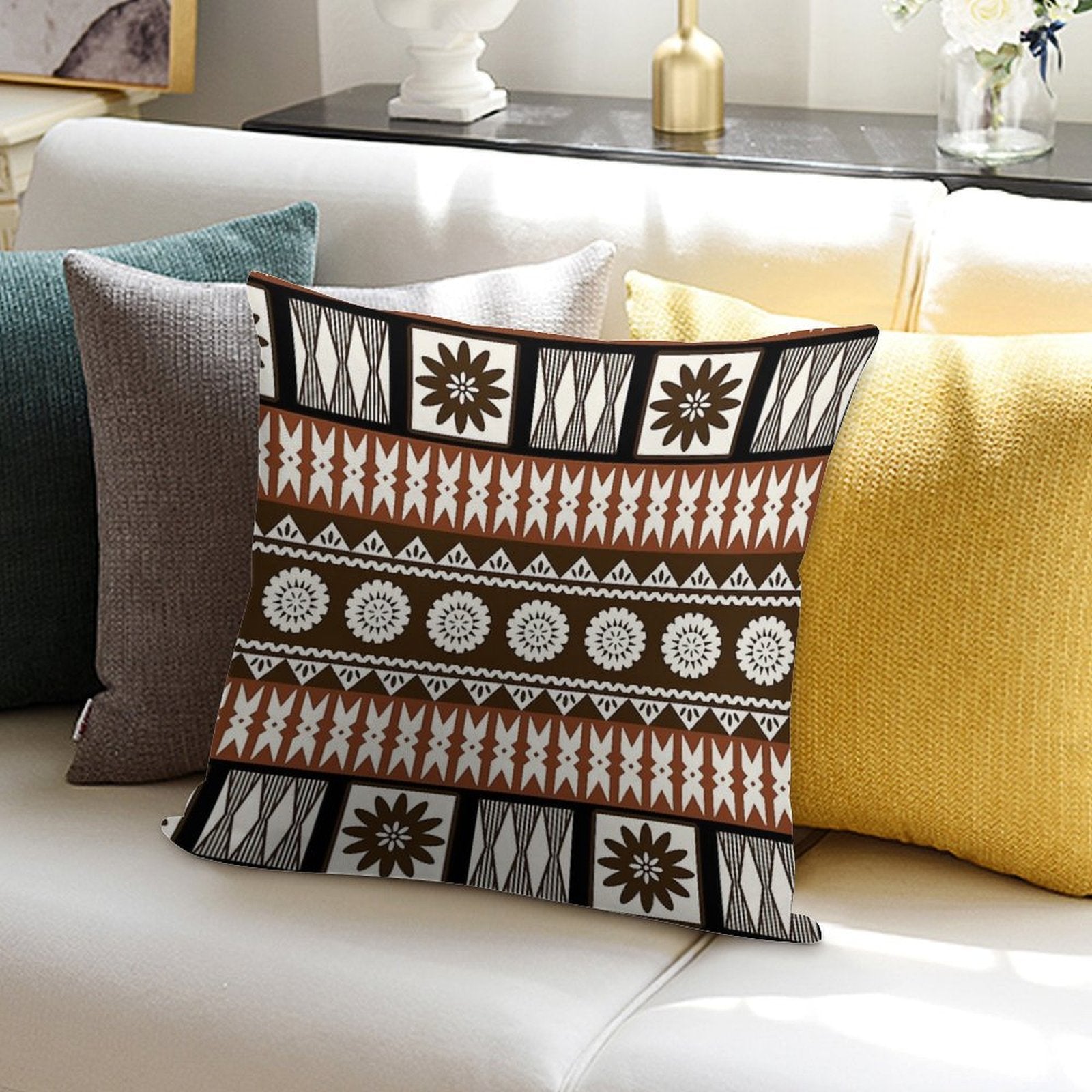 Fijian Masi - Tapa Soft Multiple Sizes Throw Pillow
