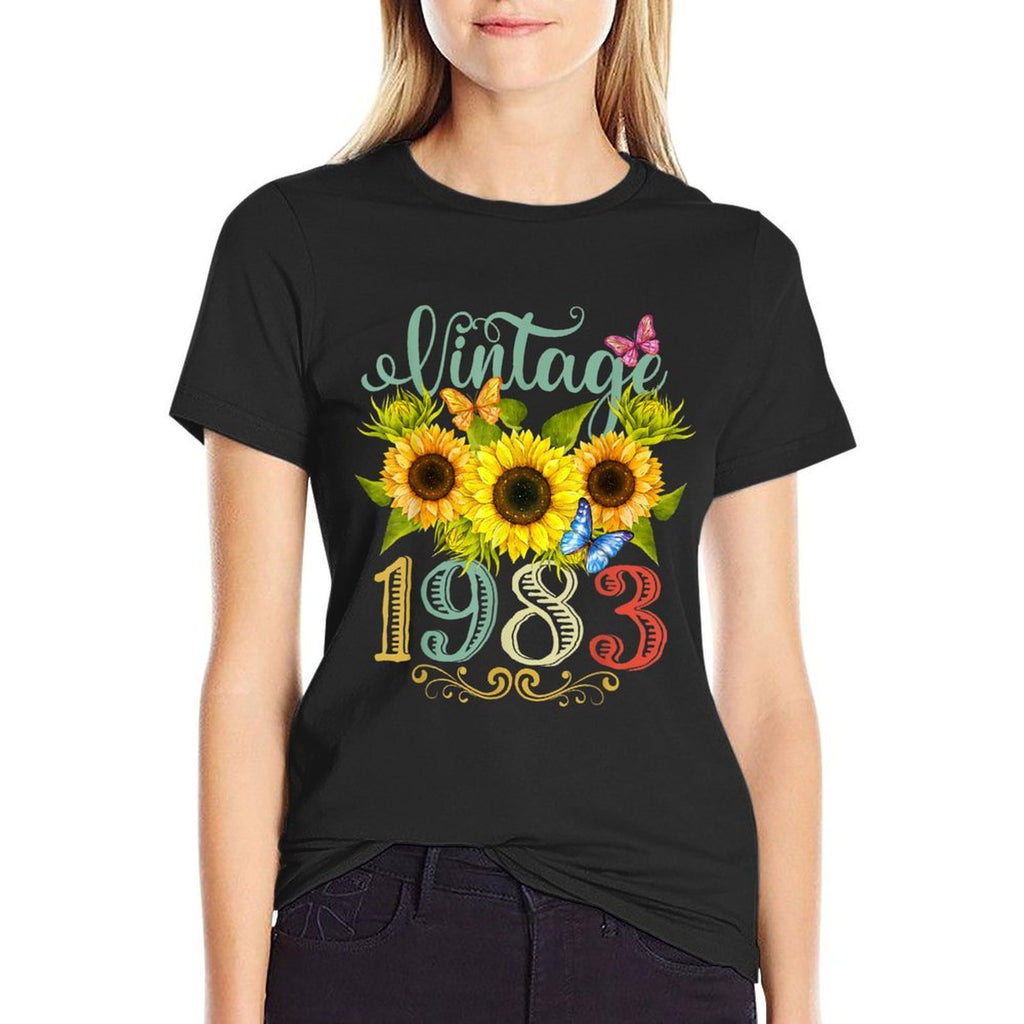 Sunflower Floral Butterfly Vintage 1983 Funny 40th Birthday  Versatile T-Shirt