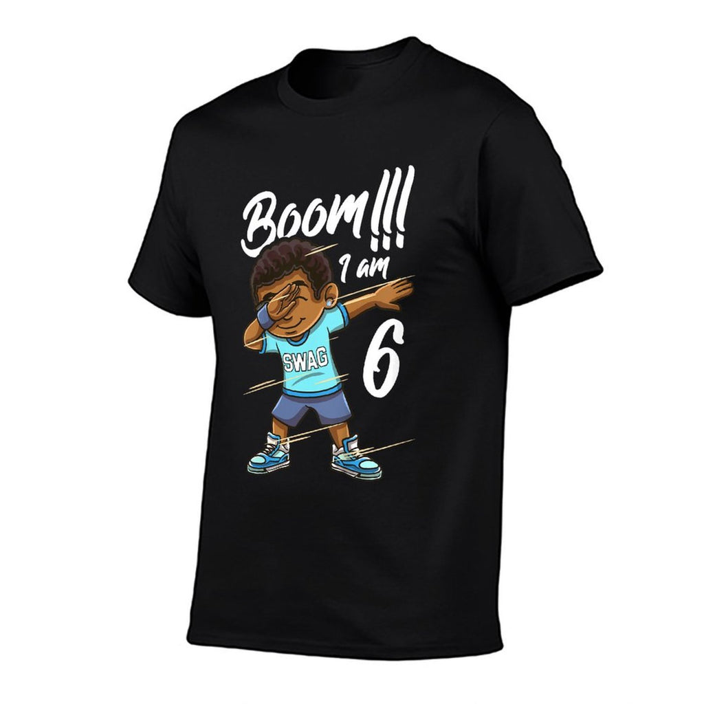Kids Boom Im 6 Year Old Black Boy Dabbing Birthday Party 6th Bday  Easy-care T-Shirt