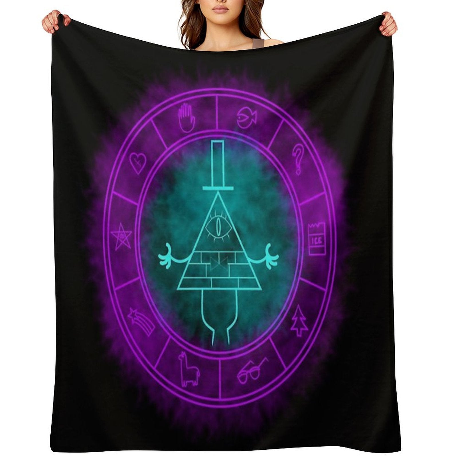 Bill Cipher Symbol Bluegreenpurple Anti-pilling Throw Blanket