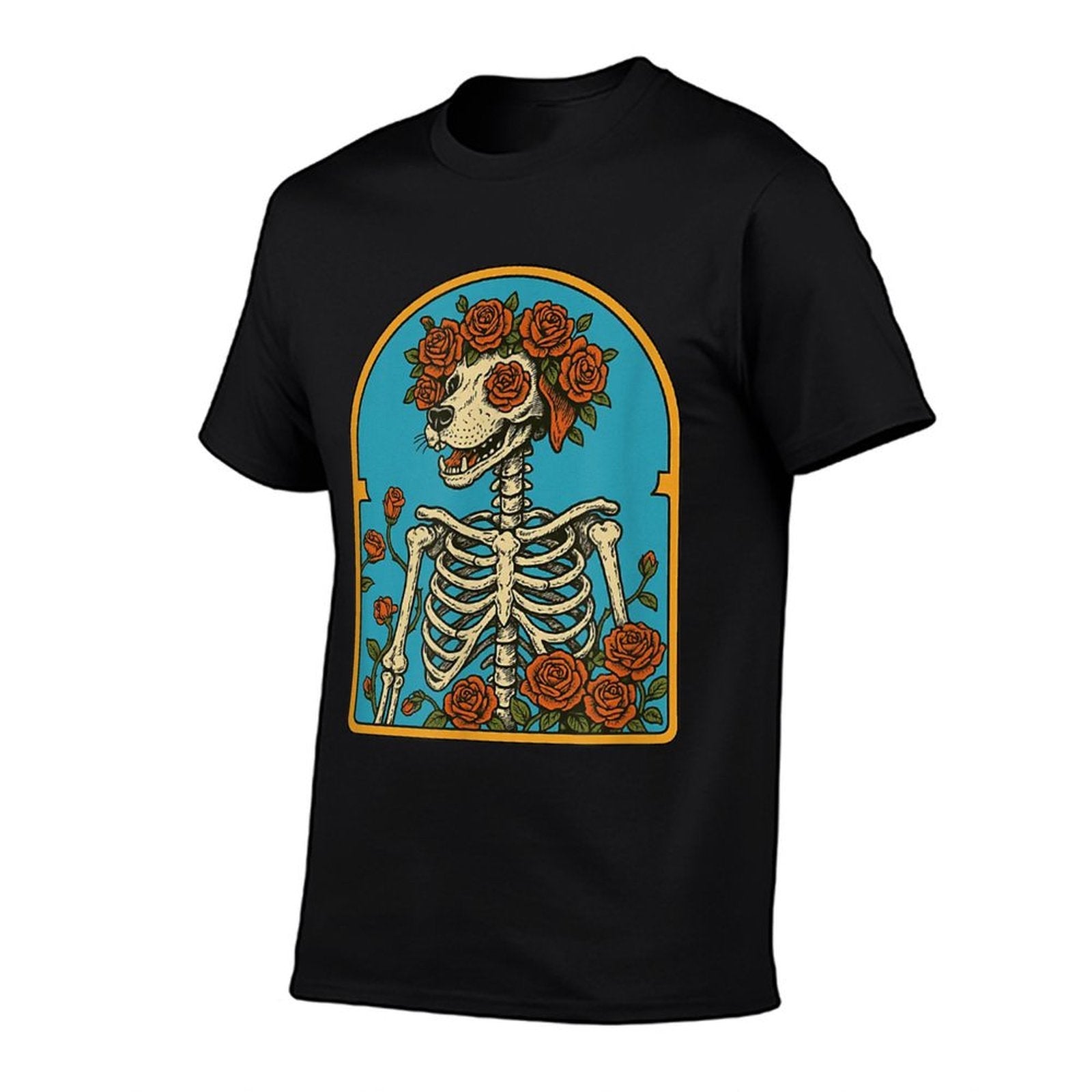 Floral Dog Skeleton,Grateful Skeleton Funny Halloween  Versatile T-Shirt