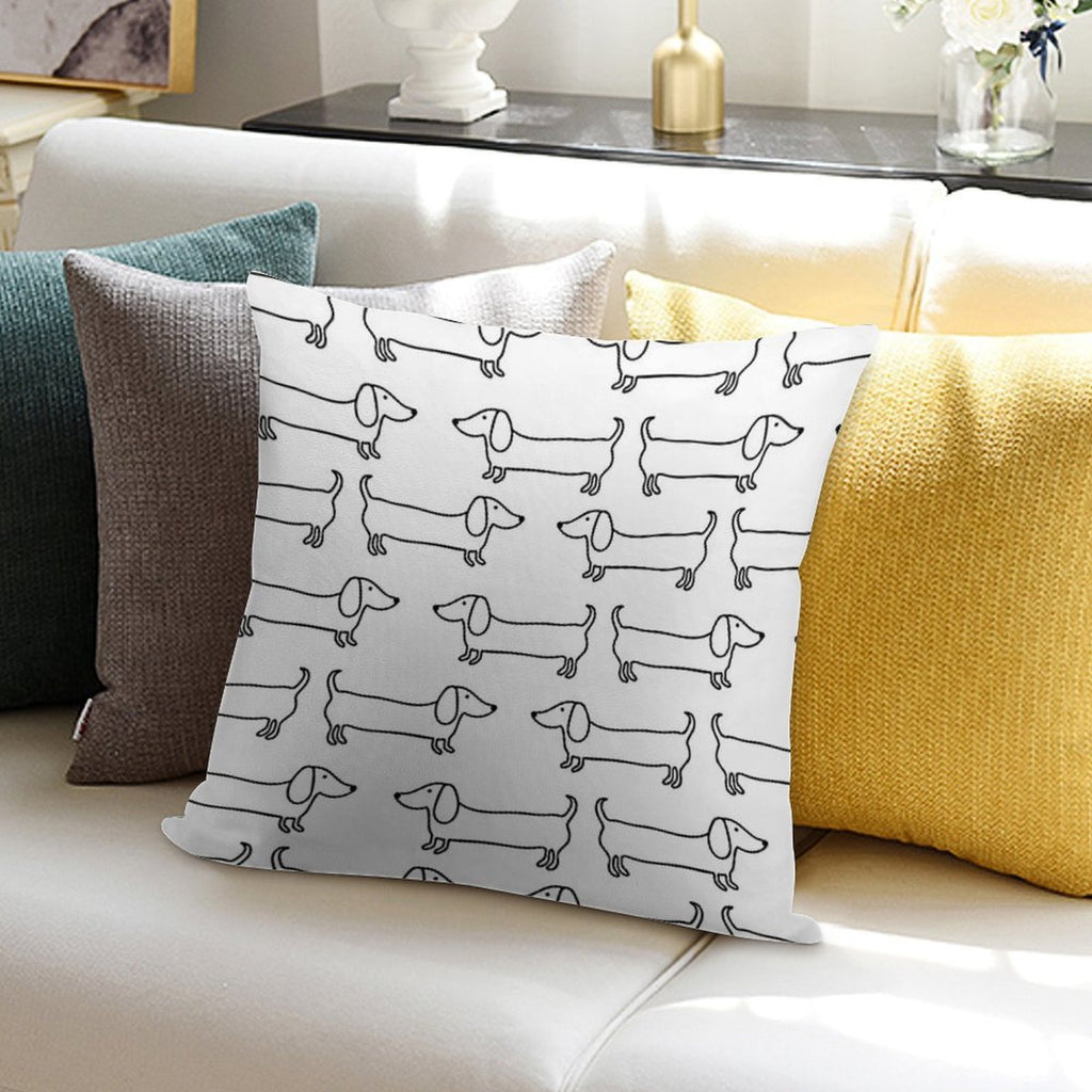 Dachshund in Black-white Soft Ultra-Soft Texture Throw Pillow