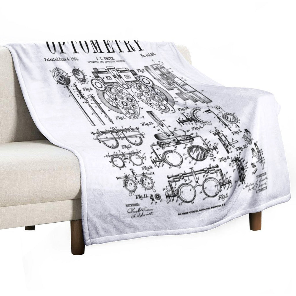 Optometrist Optometry Eye Doctor Tools Vintage Patent Print Gift-ready Throw Blanket