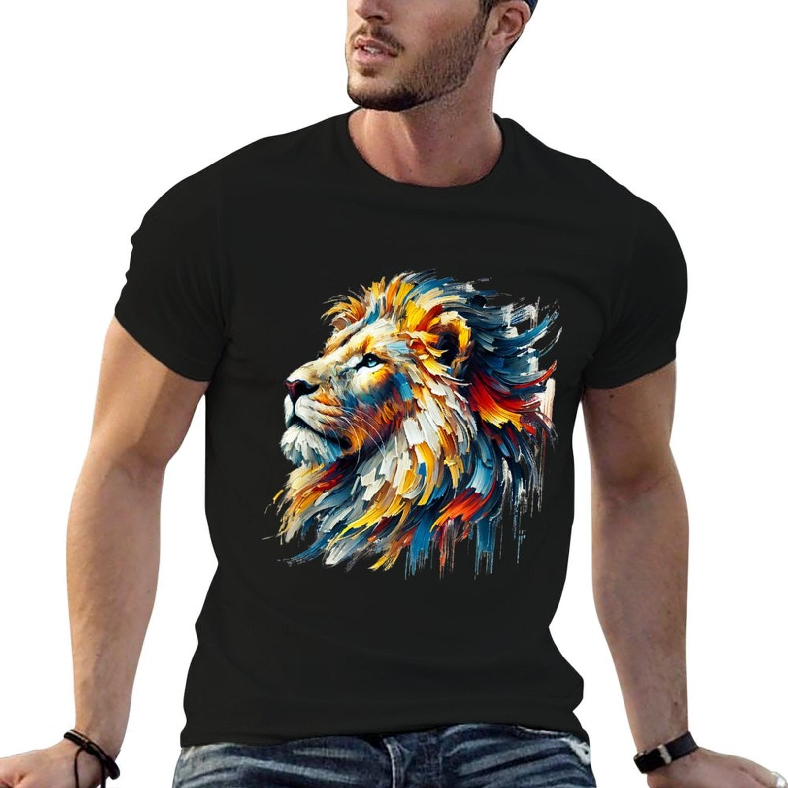 Colorful Abstract Lion Artwork Lion  Quick-drying T-Shirt