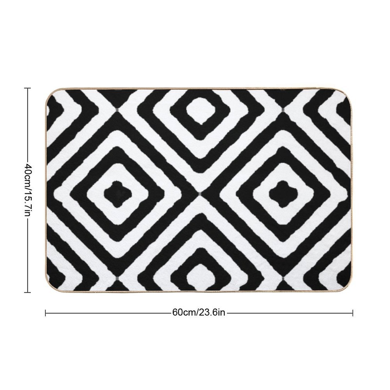 BLACK AND WHITE GEOMETRIC DIAMONDS PATTERN BY OZCUSHIONSTOO  Repositionable Bath Mat