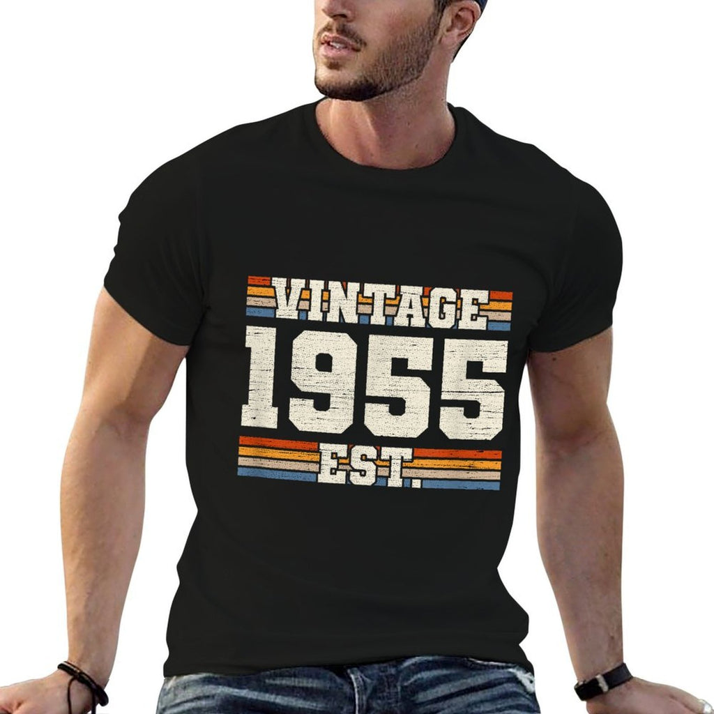 Retro 70 Years Old Vintage 1955 Established 70th Birthday  Summer-ready Fabric T-Shirt