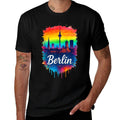 Berlin Germany City TV Tower Skyline Watercolour Rainbow  Summer-ready Fabric T-Shirt