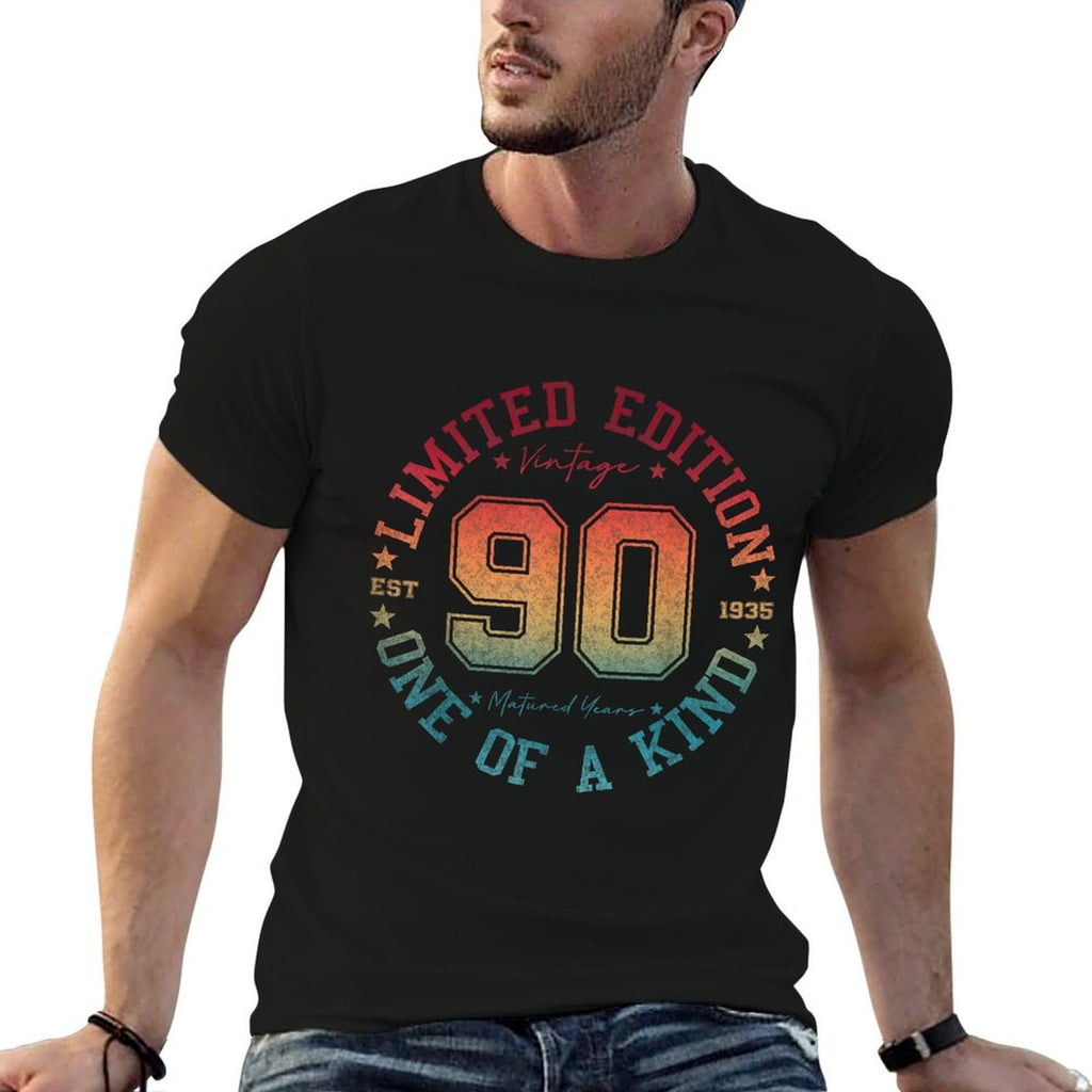 90 Year Old Gifts Vintage 1935 Limited Edition 90th Birthday  Ribbed Collar T-Shirt
