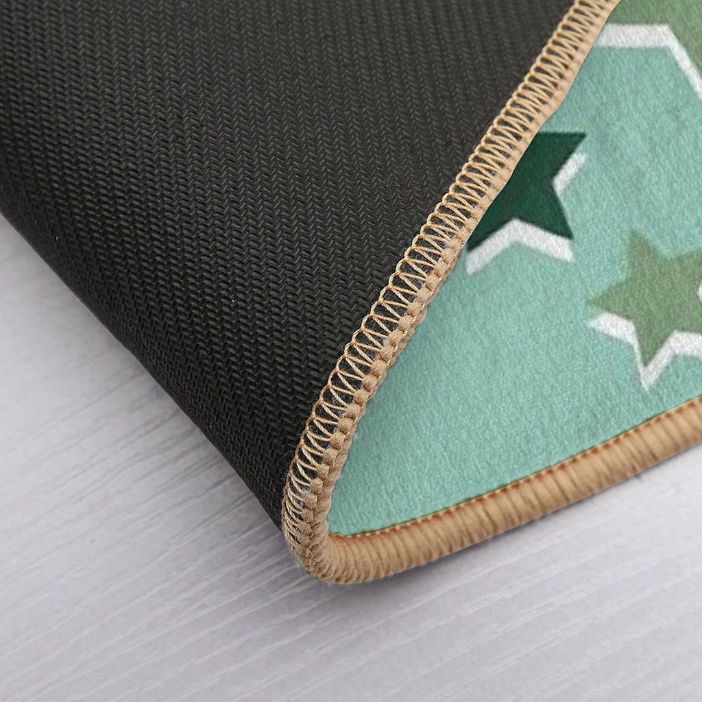 Shades of Green Star Pattern  Fade-Resistant Bath Mat