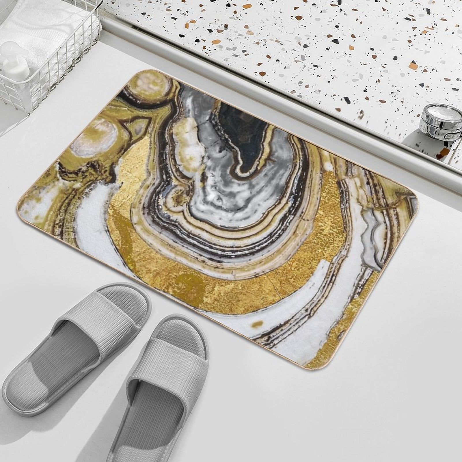 Stone Prose Geode Gold  Fade-Resistant Bath Mat