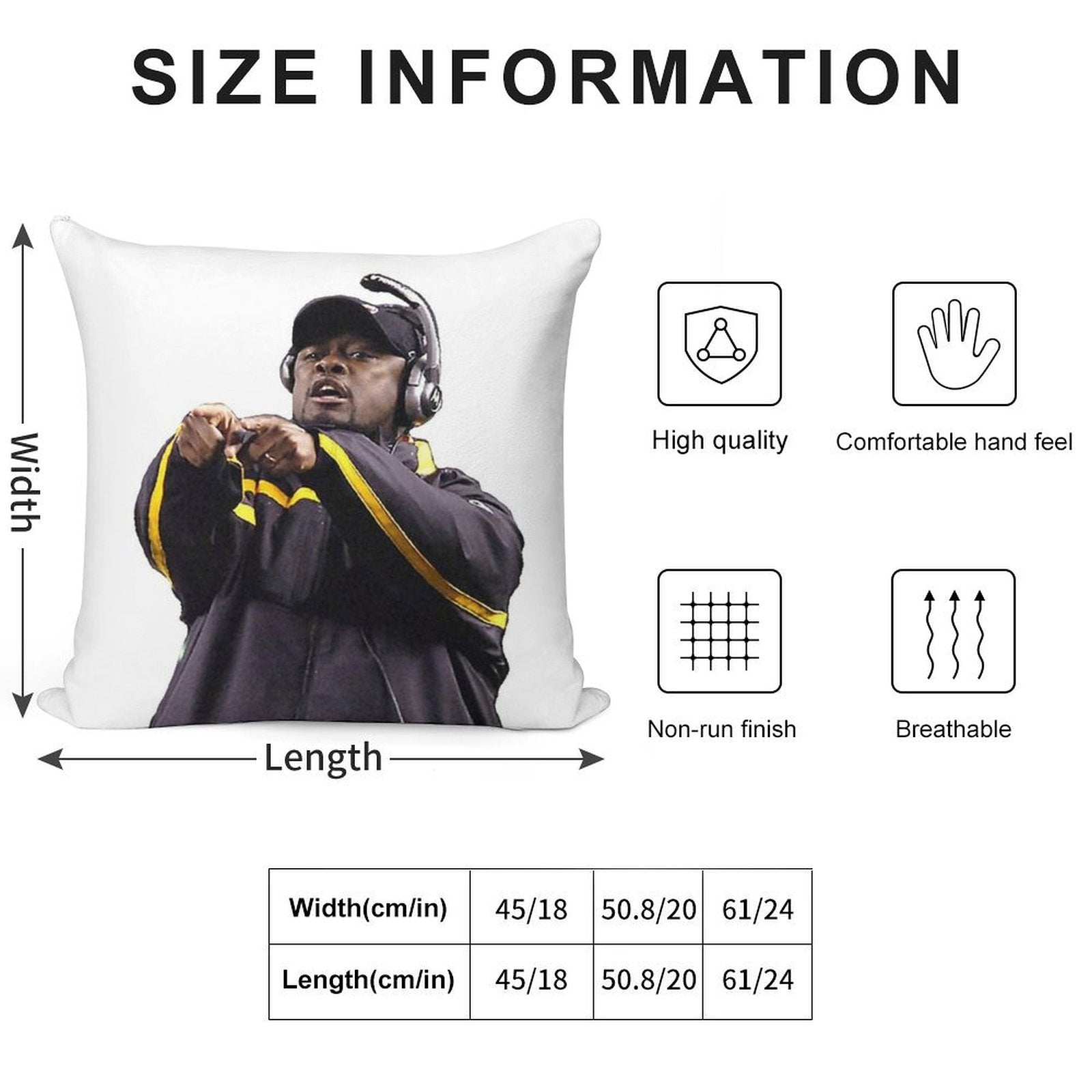 Mike Tomlin Soft Washable Throw Pillow