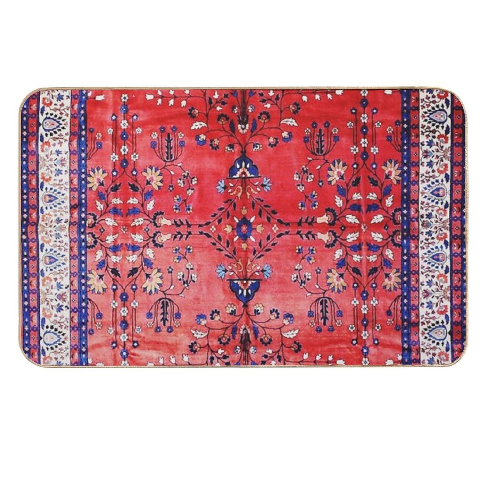 Antique Tabriz Persian Rug Print With Red Field  Slip-Resistant Bath Mat