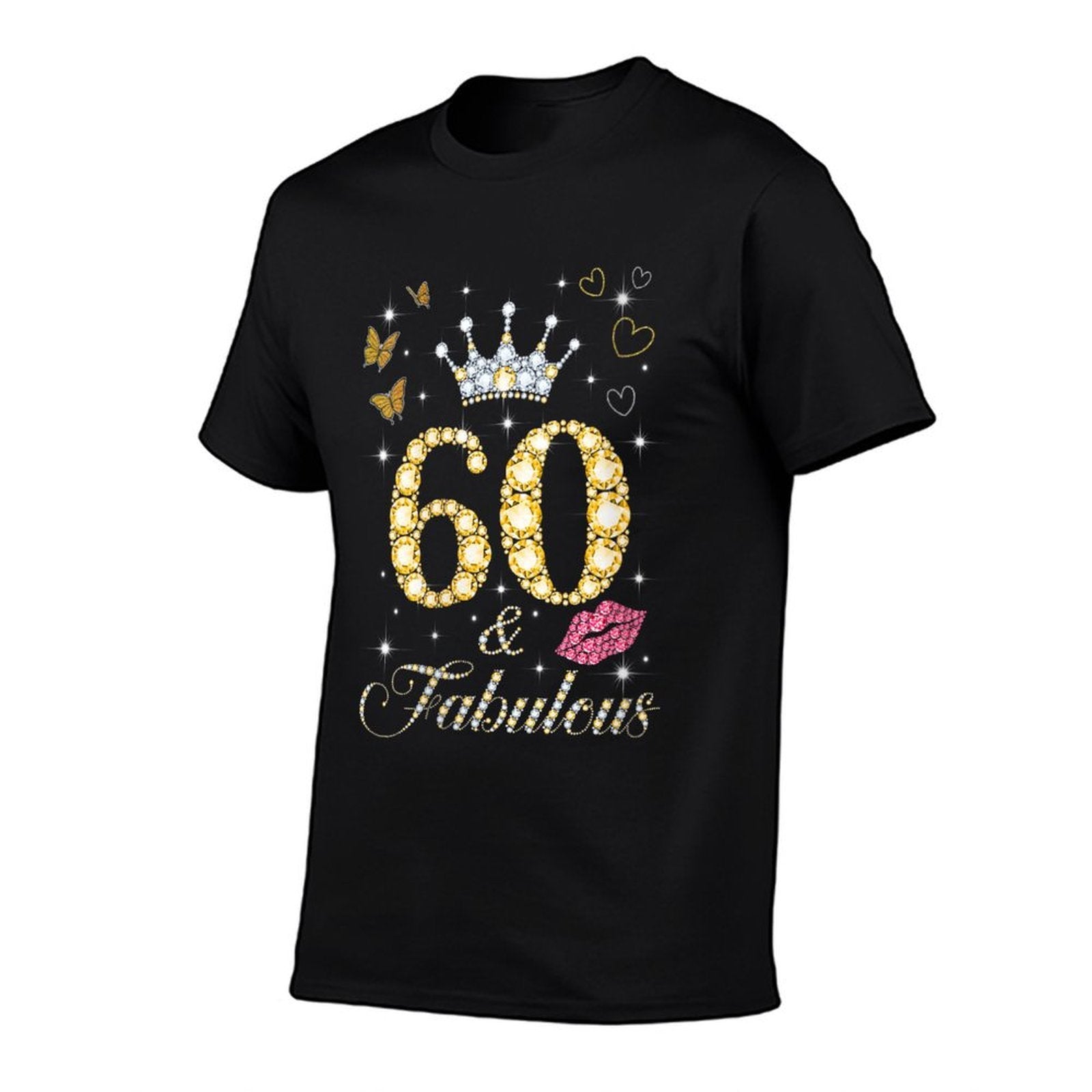 Womens Vintage Happy 60 And Fabulous Crown Heart Lip 60th Birthday  Odor-resistant T-Shirt