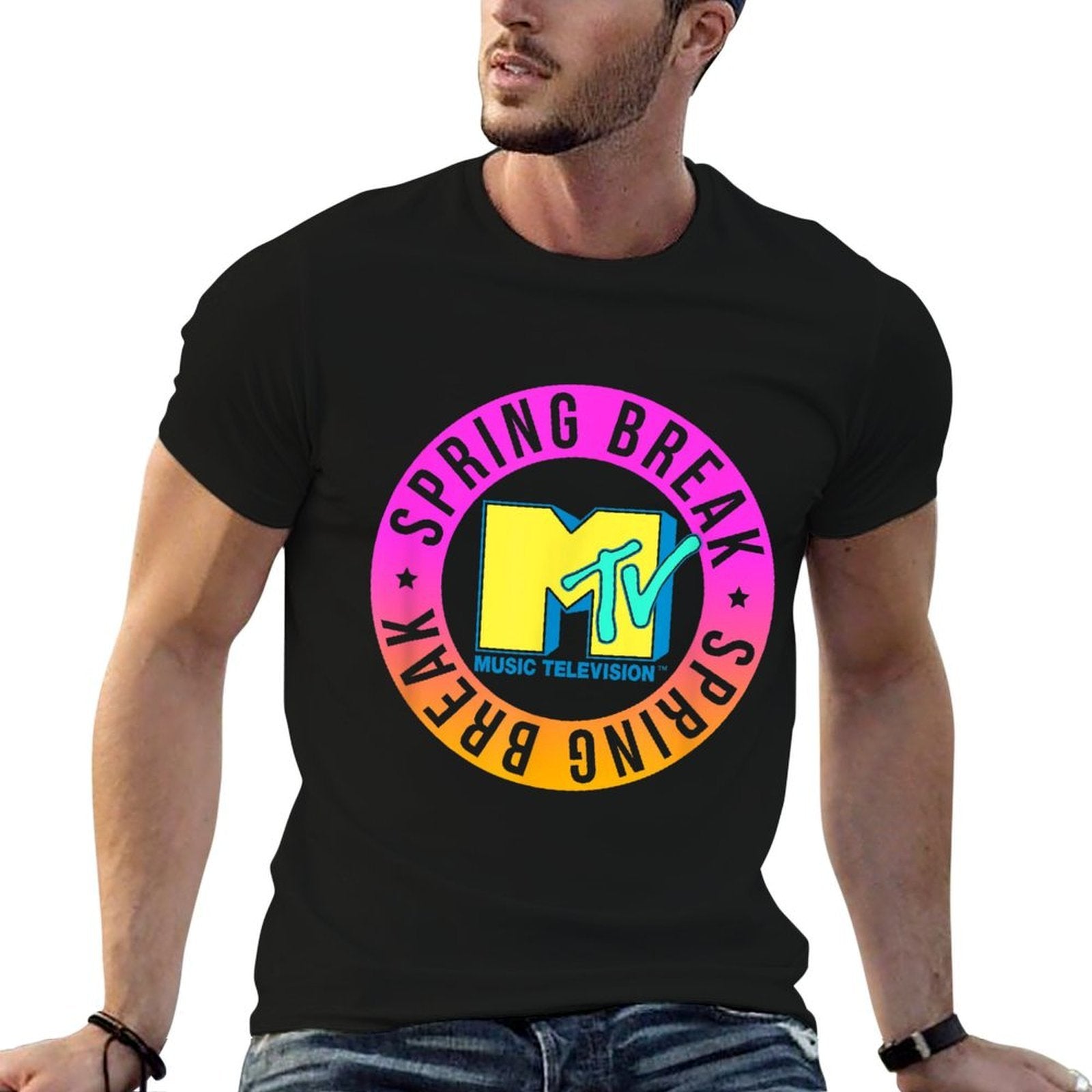 MTV Music Television Spring Break Circle Logo  Summer-ready Fabric T-Shirt