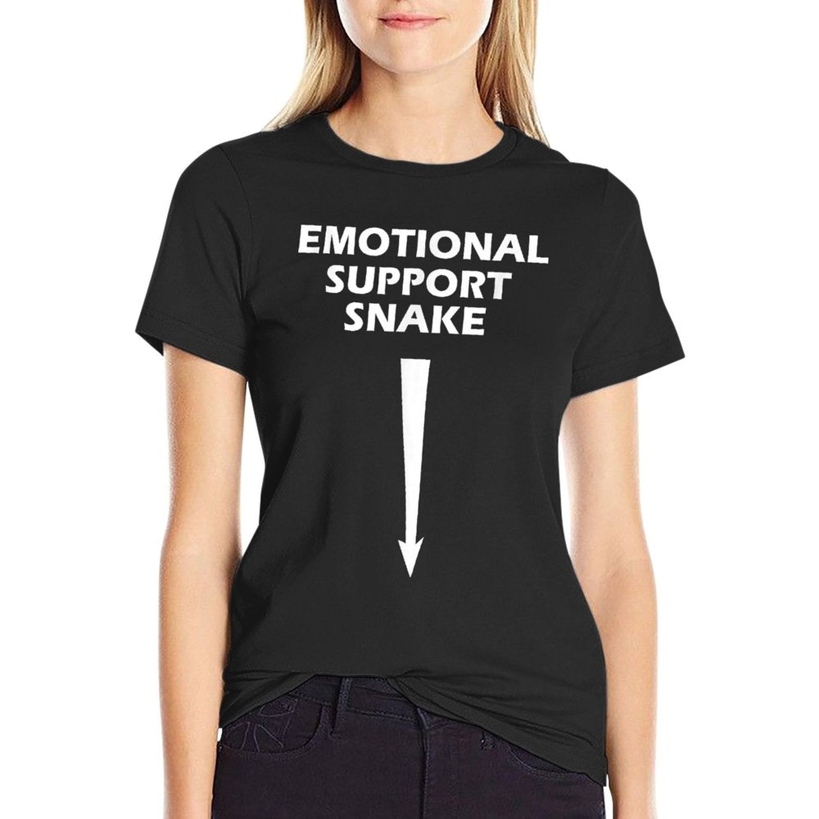 Adult Humor Dirty Joke Emotional Support Snake  Ribbed Collar T-Shirt