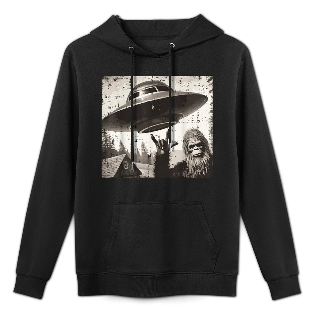 Bigfoot Alien Ufo Selfie Sasquatch Rocker Men Boys Kids Medium-Weight Fabric Hoodie