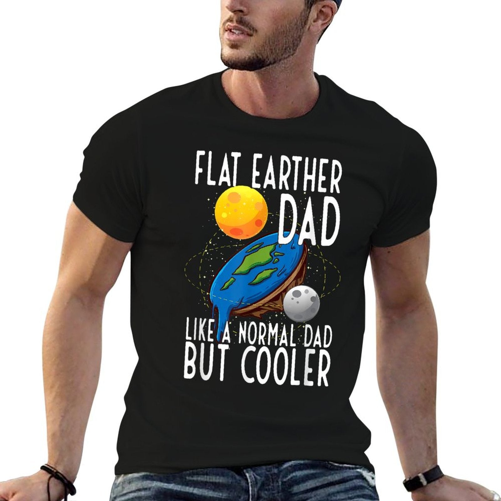 Funny Flat Earther Dad Flat Earth Society  Summer-ready Fabric T-Shirt