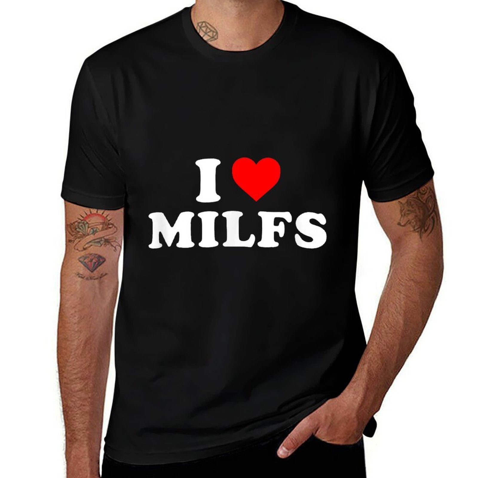 I Love Heart MILFs Day And Mature Womens Funny  Moisture-wicking T-Shirt