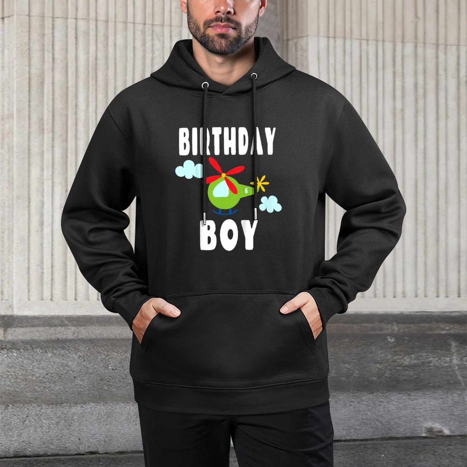 Kids Helicopter Birthday Party - Six Year Old - 6 On Tail Moisture-Wicking Hoodie