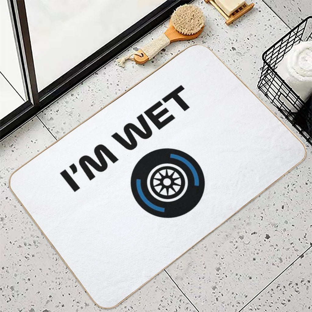 Funny Design I'm Wet (Wet Tyre Design - Black)  Eco-Friendly Bath Mat