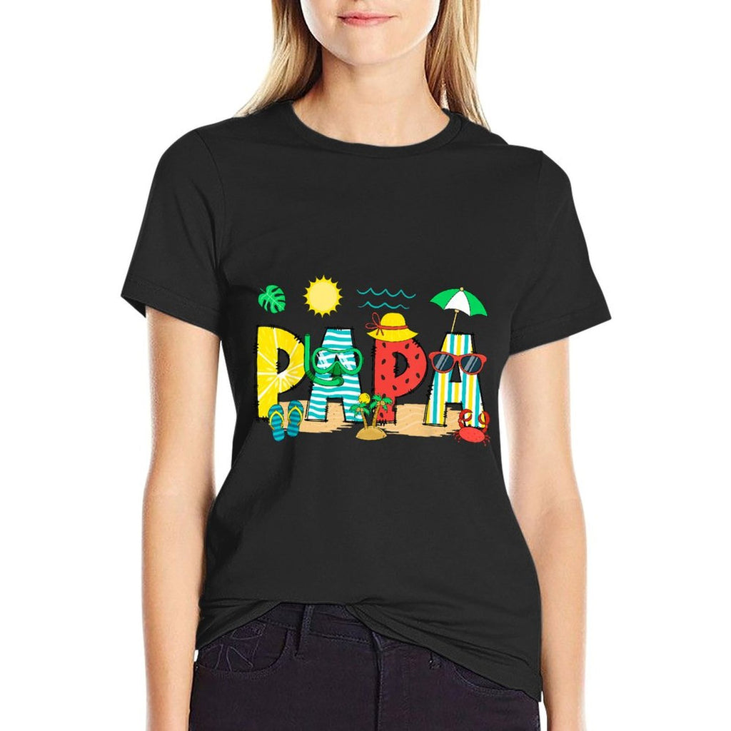 Papa Summer Vacation Beach Family Trip Matching  Oversized Silhouette T-Shirt