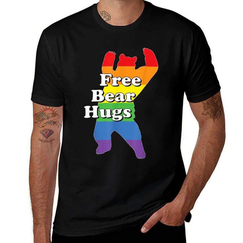 Funny Gay Pride Rainbow Free Bear Hugs LGBTQ  Wrinkle-resistant T-Shirt