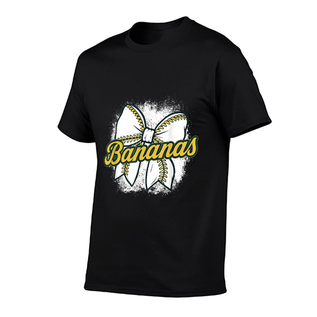Retro Bananas Last Name Gifts Coquette Bow Women Girls Kids  Ribbed Collar T-Shirt
