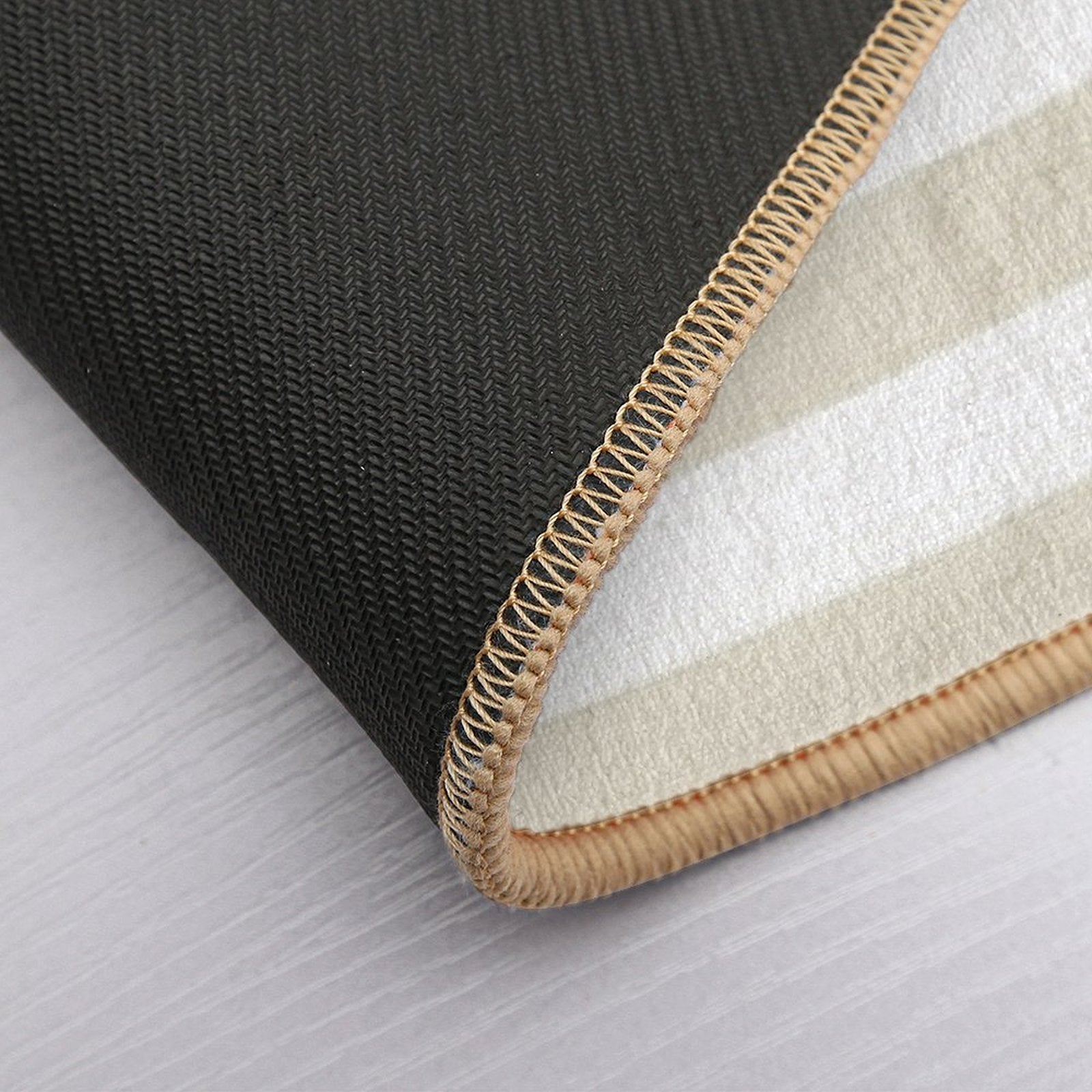 Beige And White Horizontal Stripe Pattern - Hue Coordinates WPantone Baby's Breath 11-0202 2022 Trending Color  Versatile Bath Mat
